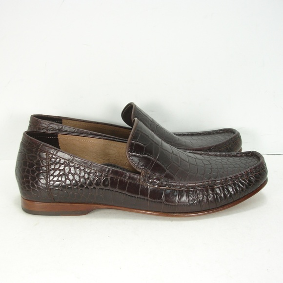 COLE HAAN BROWN CROC MOC LEATHER LOAFERS 10 M main image 5